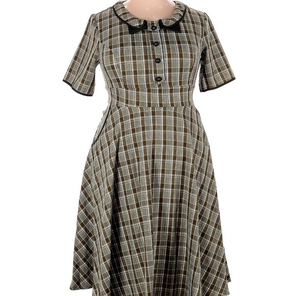 NWT Voodoo Vixen Checked Collar Flare Dress XXL - Picture 2 of 8
